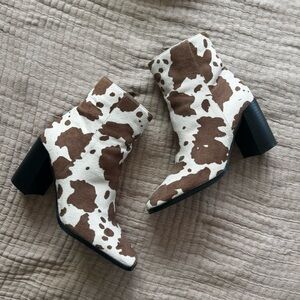 Cow Print Ankle Boots